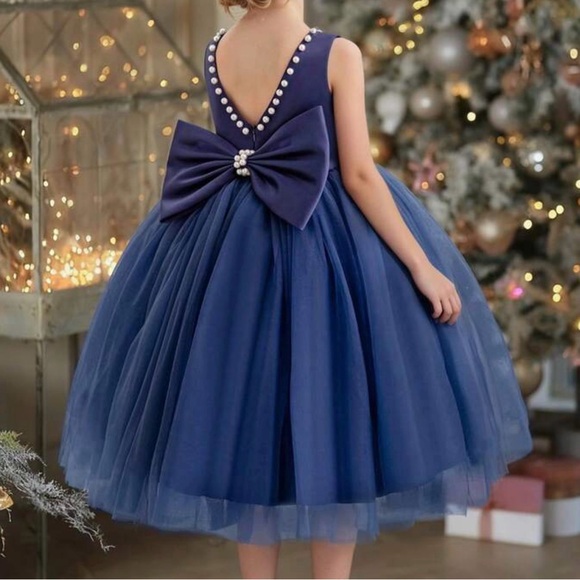 SHEIN Elegant Blue Tulle Kids Dress - Picture 3 of 6